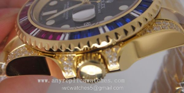 Rolex GMT Master 2 Rainbow Diamond Bezel All Gold Replica Watch Rolex GMT Master 2 Rainbow Diamond Bezel All Gold Replica Watch