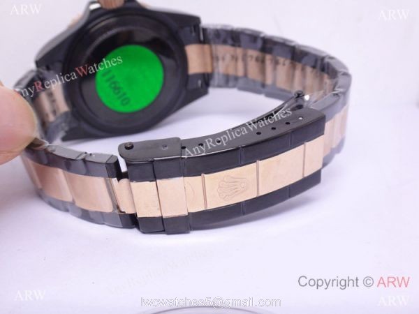 Solid Black Rolex Submariner 2 Tone Rose Gold Bracelet Men Watch Solid Black Rolex Submariner 2 Tone Rose Gold Bracelet Men Watch