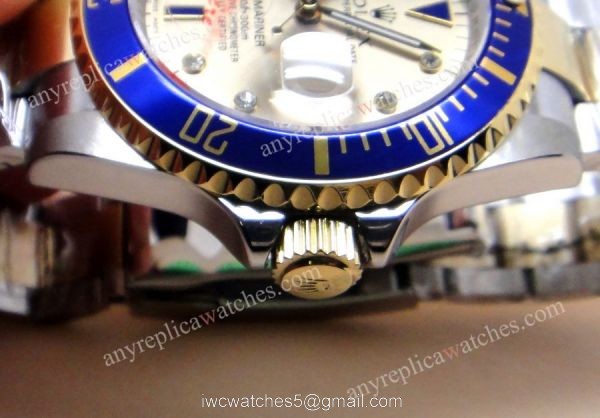 Classic Model Rolex 2-Tone Silver Diamond Face w/Blue Bezel Mens Watch Classic Model Rolex 2-Tone Silver Diamond Face w/Blue Bezel Mens Watch