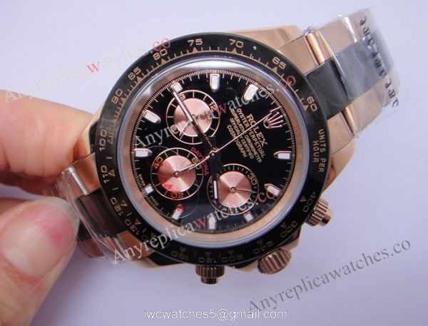 Replica Rolex Daytona Rose Gold Case Black Face Watch for Perfect Gift Replica Rolex Daytona Rose Gold Case Black Face Watch for Perfect Gift