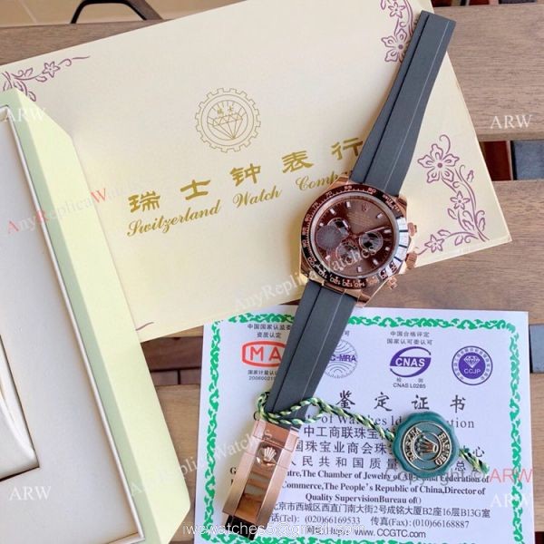 Copy Rolex Daytona 43mm Watch Rose Gold Chocolate Dial Rubber Strap Copy Rolex Daytona 43mm Watch Rose Gold Chocolate Dial Rubber Strap