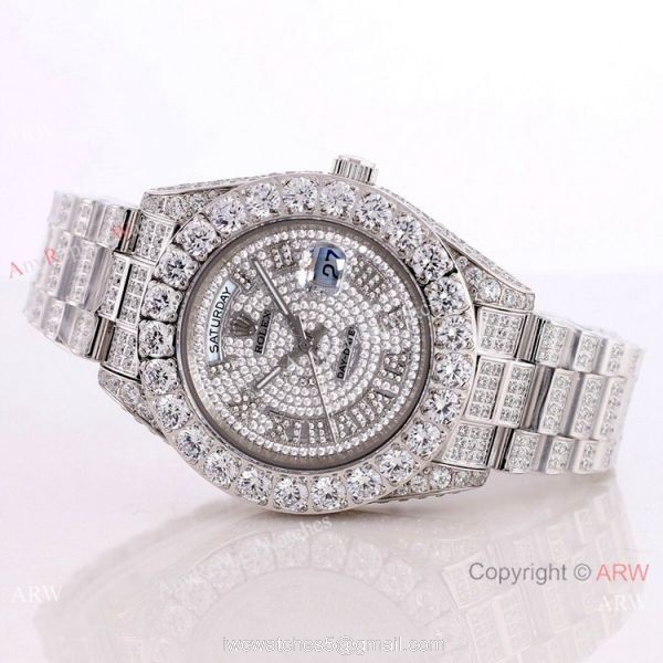 Day Date Rolex Diamond Bezel Replica Watch Stainless Steel Black Dial 43mm Day Date Rolex Diamond Bezel Replica Watch Stainless Steel Black Dial 43mm