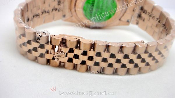 Rose Gold Rolex Datejust Diamond Bezel White Face Watch Rose Gold Rolex Datejust Diamond Bezel White Face Watch