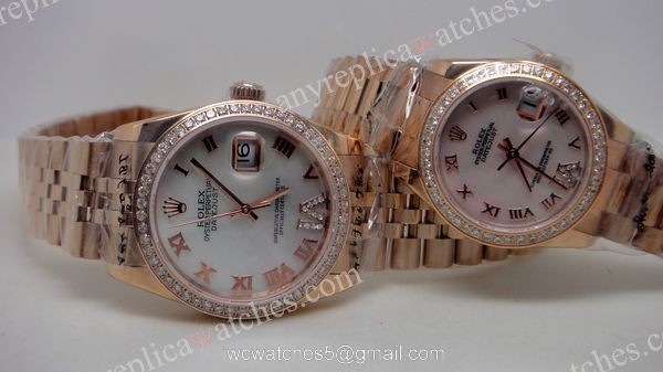 Rose Gold Rolex Diamond Bezel Replica Watch Datejust Ladies Size Rose Gold Rolex Diamond Bezel Replica Watch Datejust Ladies Size