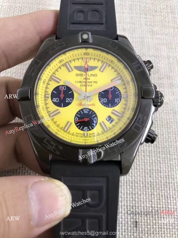 Breitling B01 Chronograph Watch Yellow Face Black Rubber band Breitling B01 Chronograph Watch Yellow Face Black Rubber band