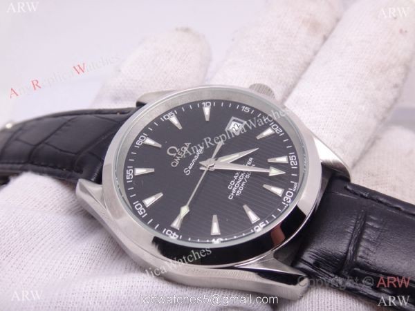 Replica Omega Seamaster Co-Axial Watch Black Dial / Black Leather Strap Replica Omega Seamaster Co-Axial Watch Black Dial / Black Leather Strap