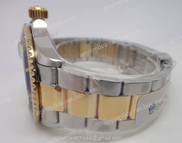 Swiss Eta 2836 /Rolex Submariner 2-Tone Blue Bezel Mens Watch -Classic Model Swiss Eta 2836 /Rolex Submariner 2-Tone Blue Bezel Mens Watch -Classic Model