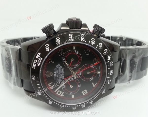 Rolex All Black Daytona Black Face Arabic Markers Red lines Rolex All Black Daytona Black Face Arabic Markers Red lines
