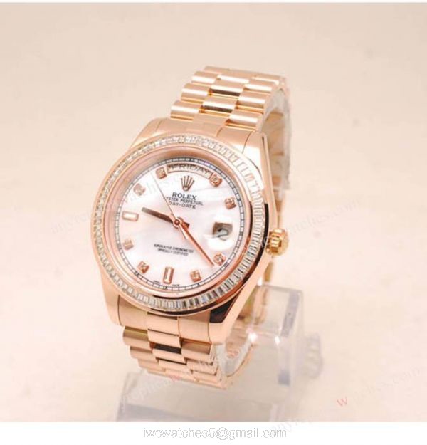 Best Replica Rolex Presidential Diamond Day-date II Watch Everose Gold White MOP Best Replica Rolex Presidential Diamond Day-date II Watch Everose Gold White MOP