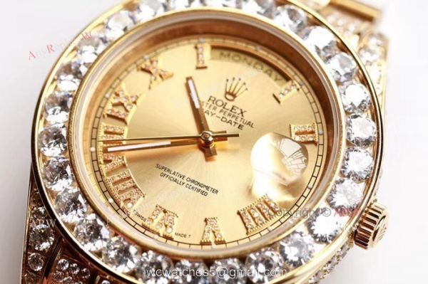Swiss Grade 1 Replica Rolex Presidential Diamond DayDate Watch Yellow Gold 39mm Swiss Grade 1 Replica Rolex Presidential Diamond DayDate Watch Yellow Gold 39mm