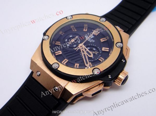 Hublot KING POWER Replica Watch 48mm Rose Gold and Black Rubber Hublot KING POWER Replica Watch 48mm Rose Gold and Black Rubber