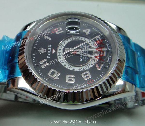 Knockoff Rolex Sky Dweller Watch SS Black 42mm Working 2nd Time zone Knockoff Rolex Sky Dweller Watch SS Black 42mm Working 2nd Time zone