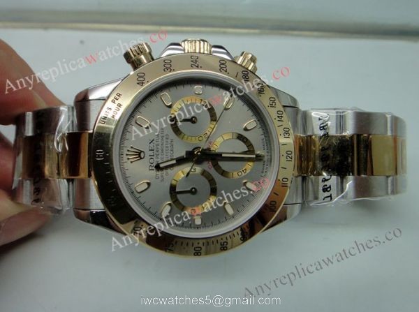 Replica Rolex Daytona Watch 2-Tone Gray Dial Men Size Replica Rolex Daytona Watch 2-Tone Gray Dial Men Size