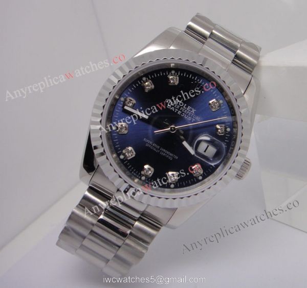 Rolex Datejust Stainless Steel Blue Face daimond Replica Watch Rolex Datejust Stainless Steel Blue Face daimond Replica Watch