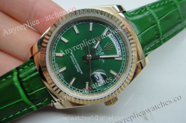 Rose Gold Green Face Rolex Replica Day Date Watch 36mm Rose Gold Green Face Rolex Replica Day Date Watch 36mm