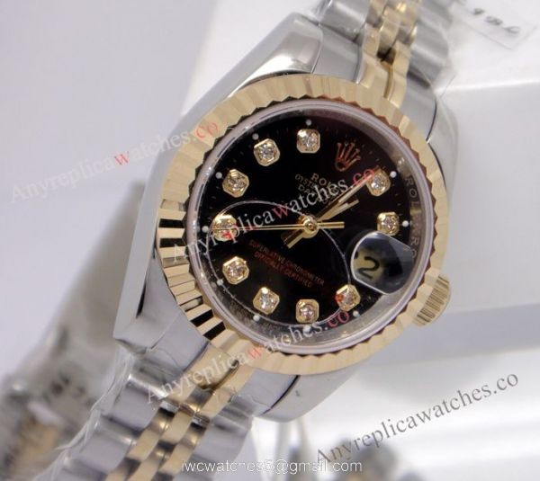 Fake Rolex Datejust Watch Black Face 2-Tone Jubilee Ladies Fake Rolex Datejust Watch Black Face 2-Tone Jubilee Ladies