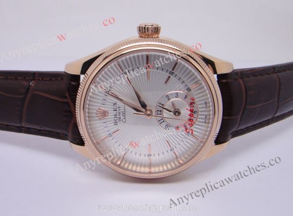 Rolex Cellini DUAL TIME Rose Gold Case White Face Copy Watch Rolex Cellini DUAL TIME Rose Gold Case White Face Copy Watch