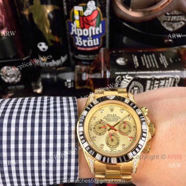 Yellow Gold Rolex Daytona Rainbow Replica Watch 42mm Yellow Gold Rolex Daytona Rainbow Replica Watch 42mm