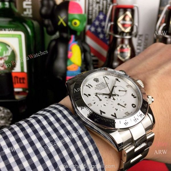 Copy Rolex Cosmograph Daytona 43mm Watch Stainless steel Arabic Scripts Dial Copy Rolex Cosmograph Daytona 43mm Watch Stainless steel Arabic Scripts Dial