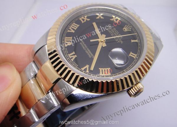 Rolex 2-Tone Datejust II Replica Watch Black Dial Roman Markers Rolex 2-Tone Datejust II Replica Watch Black Dial Roman Markers