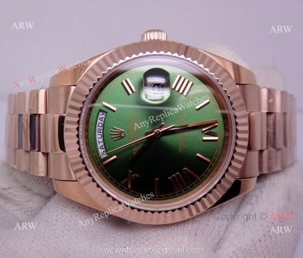 Copy Rolex 60th Anniversary DAY-DATE Olive Green Dial Rose Gold Replica Watch Copy Rolex 60th Anniversary DAY-DATE Olive Green Dial Rose Gold Replica Watch