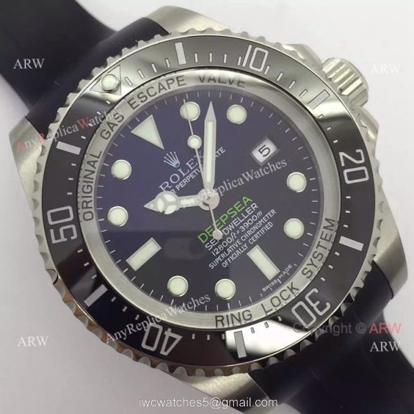 NEW UPGRADED Rolex Deepsea 44mm Replica Watch SS D-Blue Rubber Strap NEW UPGRADED Rolex Deepsea 44mm Replica Watch SS D-Blue Rubber Strap
