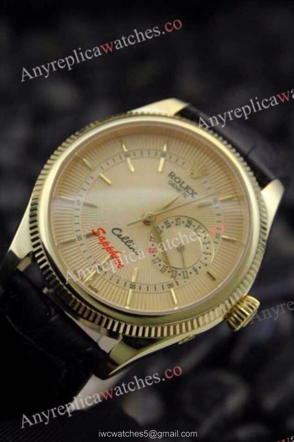 Rolex Geneve Cellini Date Watch Replica Rose Gold White dial Brown Leather Strap Rolex Geneve Cellini Date Watch Replica Rose Gold White dial Brown Leather Strap