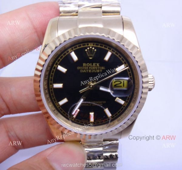 Replica Gold Rolex Datejust Black Dial Men Watch Replica Gold Rolex Datejust Black Dial Men Watch