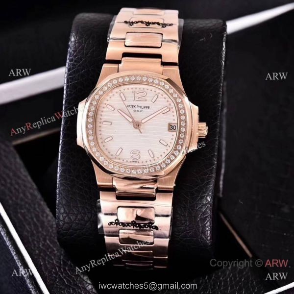 Copy Patek Philippe Nautilus Womens Rose Gold and Diamond 35mm watch Swiss Quality Copy Patek Philippe Nautilus Womens Rose Gold and Diamond 35mm watch Swiss Quality