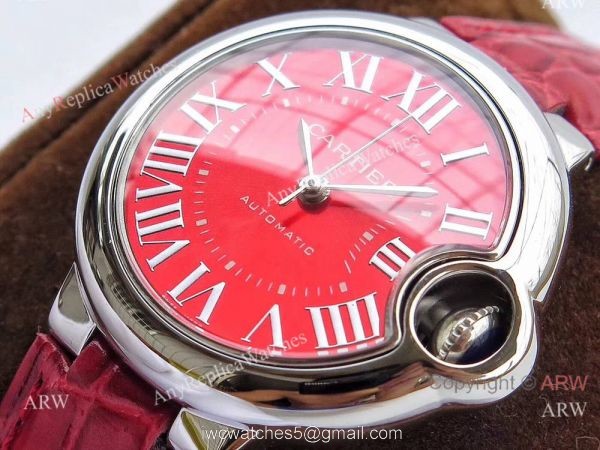 Swiss Ballon Bleu Cartier Watch Copy SS Red Dial Automatic 33mm Swiss Ballon Bleu Cartier Watch Copy SS Red Dial Automatic 33mm