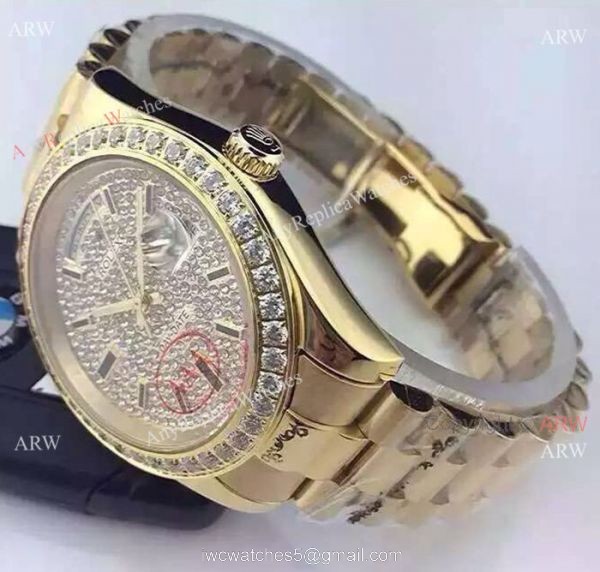 Replica Rolex Presidential Diamond Day Date II Watch: Yellow Gold 41mm Replica Rolex Presidential Diamond Day Date II Watch: Yellow Gold 41mm