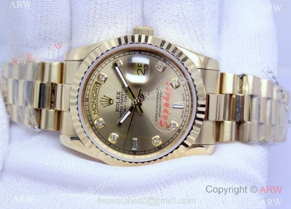 Rolex Day-date Watch Gold Diamond Marker Men Size Rolex Day-date Watch Gold Diamond Marker Men Size