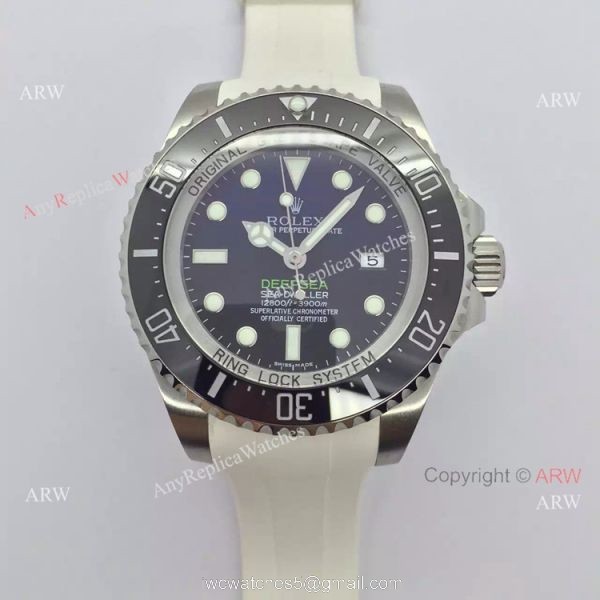NEW Upgraded Rolex Deepsea 44mm Replica Watch White Rubber Strap NEW Upgraded Rolex Deepsea 44mm Replica Watch White Rubber Strap