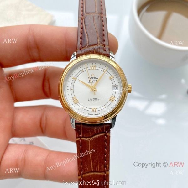 Clone Omega De Ville Prestige Ladies Watches Brown Leather Strap Clone Omega De Ville Prestige Ladies Watches Brown Leather Strap