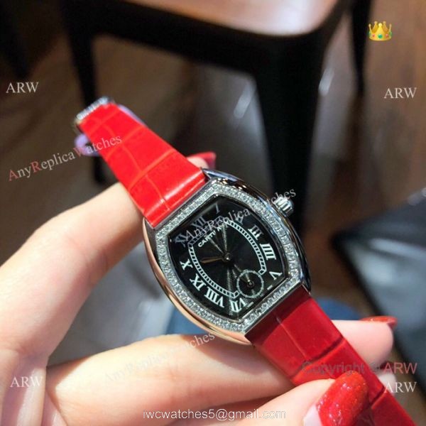 Low Price Cartier Rose Gold Gray Leather Band Ladies Watch 26mm Low Price Cartier Rose Gold Gray Leather Band Ladies Watch 26mm
