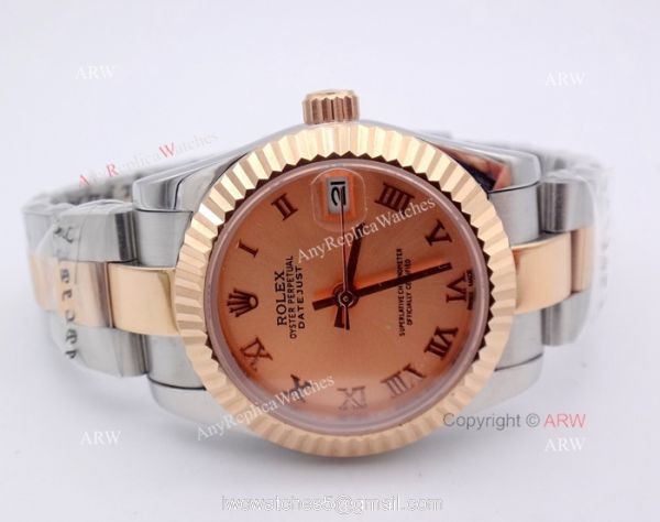 High Quality Copy Rolex Oyster Datejust Ladies Watch 2-Tone Rose Gold Pink Roman High Quality Copy Rolex Oyster Datejust Ladies Watch 2-Tone Rose Gold Pink Roman