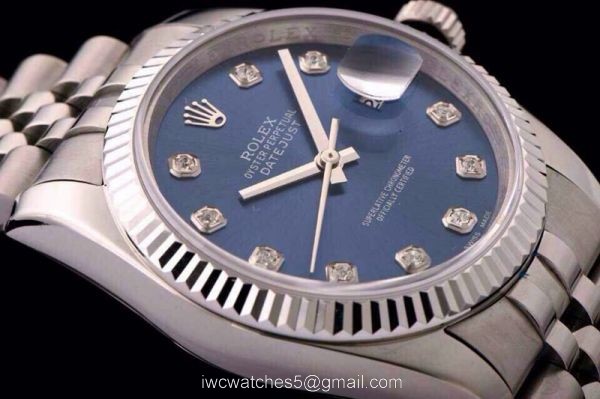 ROLEX DATEJUST SWISS ETA3135 WATCH BLUE DIAMOND FACE ROLEX DATEJUST SWISS ETA3135 WATCH BLUE DIAMOND FACE