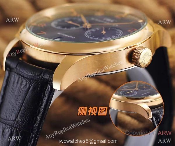 IWC Portuguese Black Face Rose Gold Watch 7 Days Power Reserve IWC Portuguese Black Face Rose Gold Watch 7 Days Power Reserve
