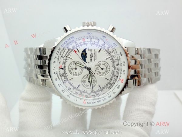 Replica Breitling Navitimer Watch White Moonphase Dial Stainless Steel Watch Replica Breitling Navitimer Watch White Moonphase Dial Stainless Steel Watch