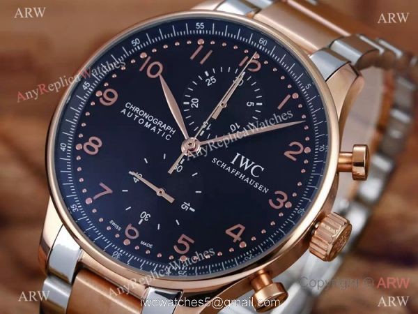 IWC Portuguese Black Face 2-Tone Rose Gold Case Copy Watch IWC Portuguese Black Face 2-Tone Rose Gold Case Copy Watch