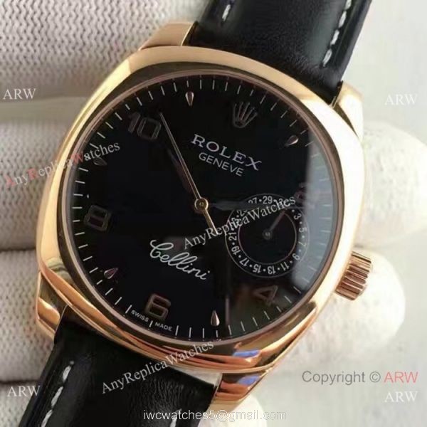Swiss Replica Rolex Cellini Danaos Watch Rose Gold Black Face Automatic Movement Swiss Replica Rolex Cellini Danaos Watch Rose Gold Black Face Automatic Movement
