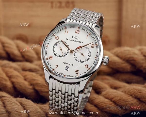Replica IWC Portuguese 7 Days Stainless Steel White Face Mens Watch Replica IWC Portuguese 7 Days Stainless Steel White Face Mens Watch