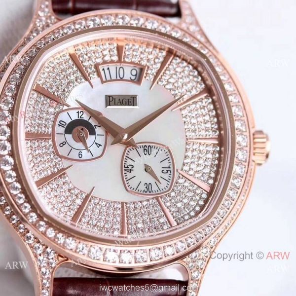 Swiss Copy Piaget Emperador Coussin Dual Time Zone Watch Rose Gold Diamond Swiss Copy Piaget Emperador Coussin Dual Time Zone Watch Rose Gold Diamond