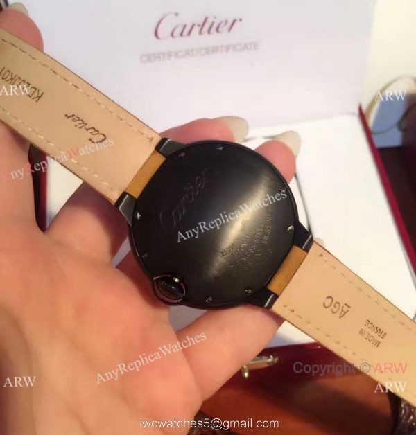 Buy Replica Cartier Ballon Bleu Automatic Watch Brown Leather ADLC coating Case Buy Replica Cartier Ballon Bleu Automatic Watch Brown Leather ADLC coating Case