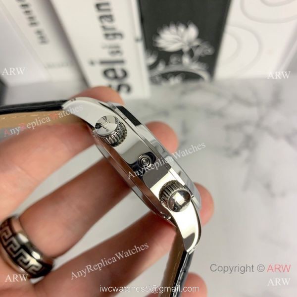 Copy Jaeger-LeCoultre Grand Complications Moon Watch SS Black Leather Band Copy Jaeger-LeCoultre Grand Complications Moon Watch SS Black Leather Band
