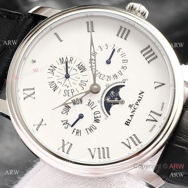 Swiss Replica Blancpain Villeret Perpetual Calendar Eta6654 Watch SS White Dial Swiss Replica Blancpain Villeret Perpetual Calendar Eta6654 Watch SS White Dial