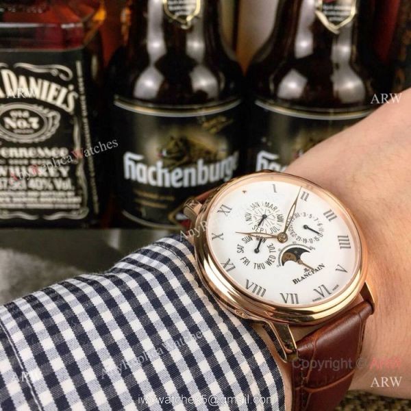 Fake Blancpain Moonphase Perpetual Calendar Rose Gold Watch 40mm Fake Blancpain Moonphase Perpetual Calendar Rose Gold Watch 40mm