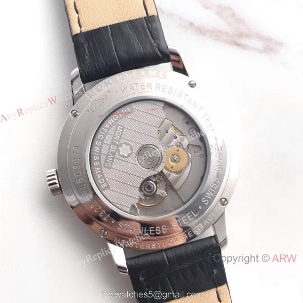 Montblanc Meisterstuck Watch Stainless Steel White Face Black Leather Strap Montblanc Meisterstuck Watch Stainless Steel White Face Black Leather Strap