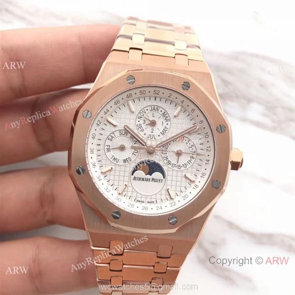 Swiss Quality Audemars Piguet Royal Oak Perpetual Calendar Replica Watch Rose Gold White Face Swiss Quality Audemars Piguet Royal Oak Perpetual Calendar Replica Watch Rose Gold White Face