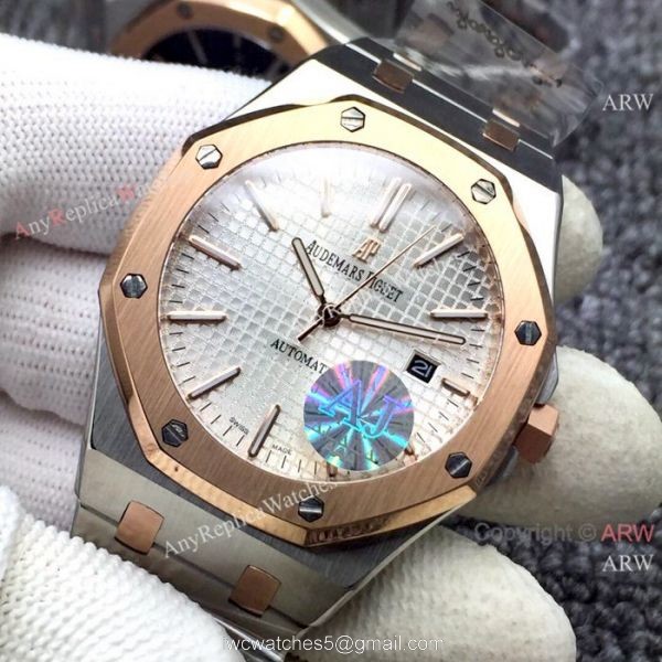 Newest Fake Audemars Piguet Royal Oak Watch Two Tone Rose Gold Silver Dial Newest Fake Audemars Piguet Royal Oak Watch Two Tone Rose Gold Silver Dial